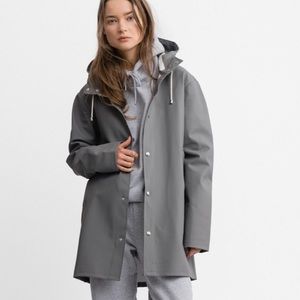 Stutterheim Stockholm Charcoal Gray Hooded Rain Jacket Size XXL